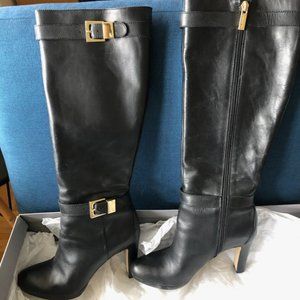 Leather knee high boots, black size 7.5